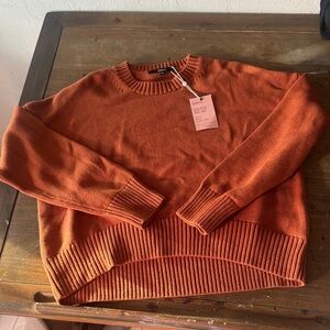 Quince Burnt Orange Boyfriend Crewneck Sweater S NWT